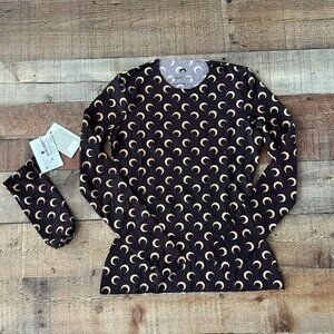 Marine Serre Regenerated All Over Moon Long Sleeve Top Brown Jersey second Skin